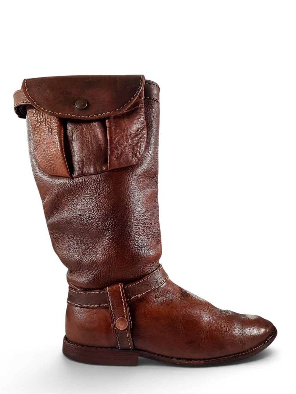 70s Australian Mr. Christian Pocket Boots Leather Moto Harness Boho Vintage 6.5